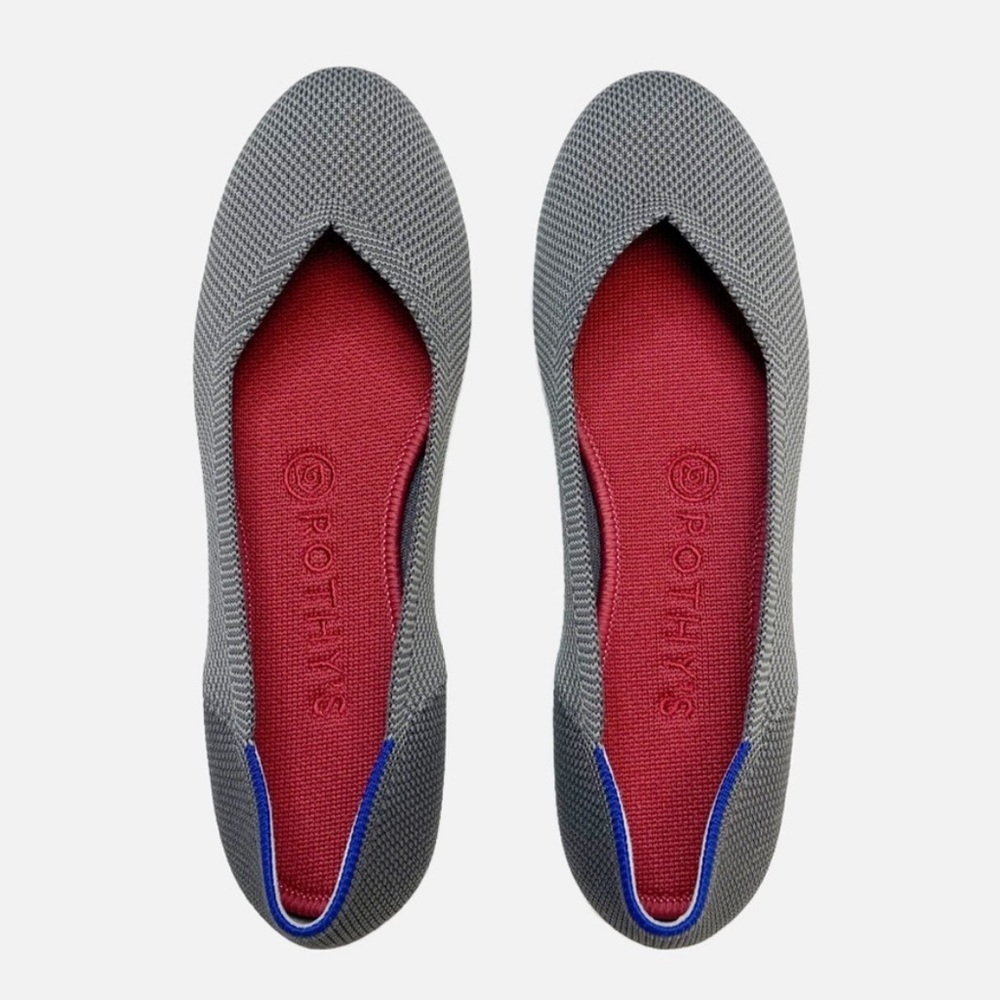 Rothy's Round Toe Ballet Flat Charcoal Grey Loafer  Birdseye 9.5